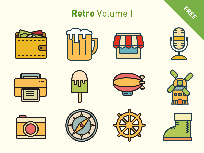 Free Vector Retro Icon Set - Free Download