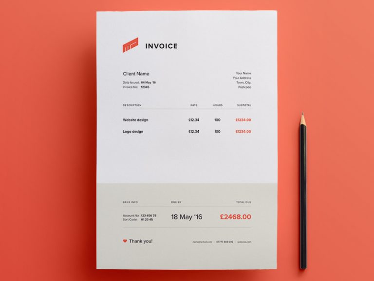 Free A4 Invoice Template Free Download