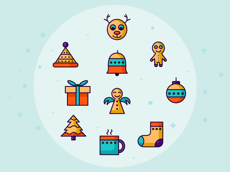 Retro Christmas Icons Set - Free Download