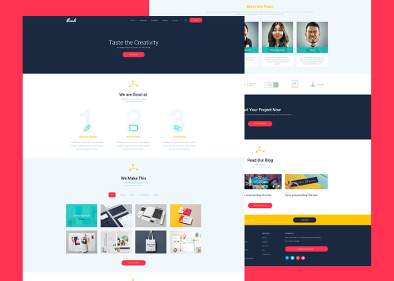 Bondi Colorful PSD Landing Page Template Free Download