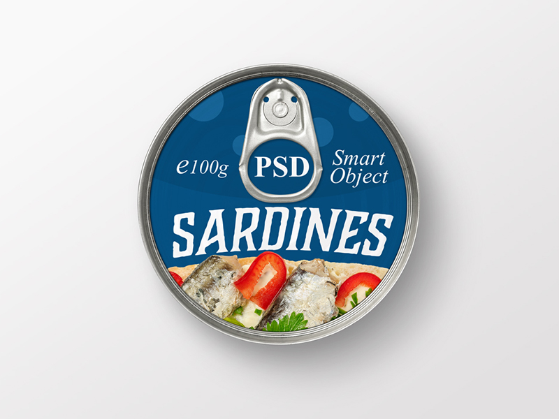 Download Free Sardine Can Packaging Mockup Free Download