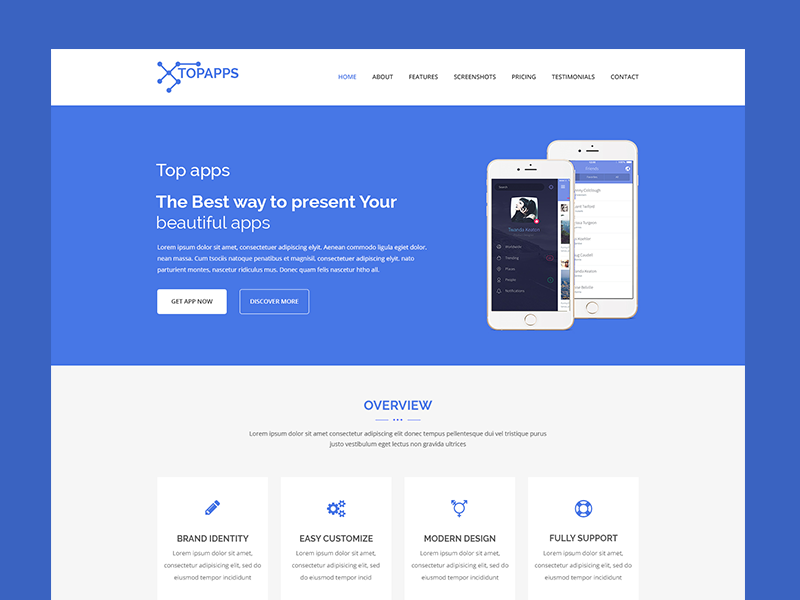 Topapps App Landing Page Template Free Download