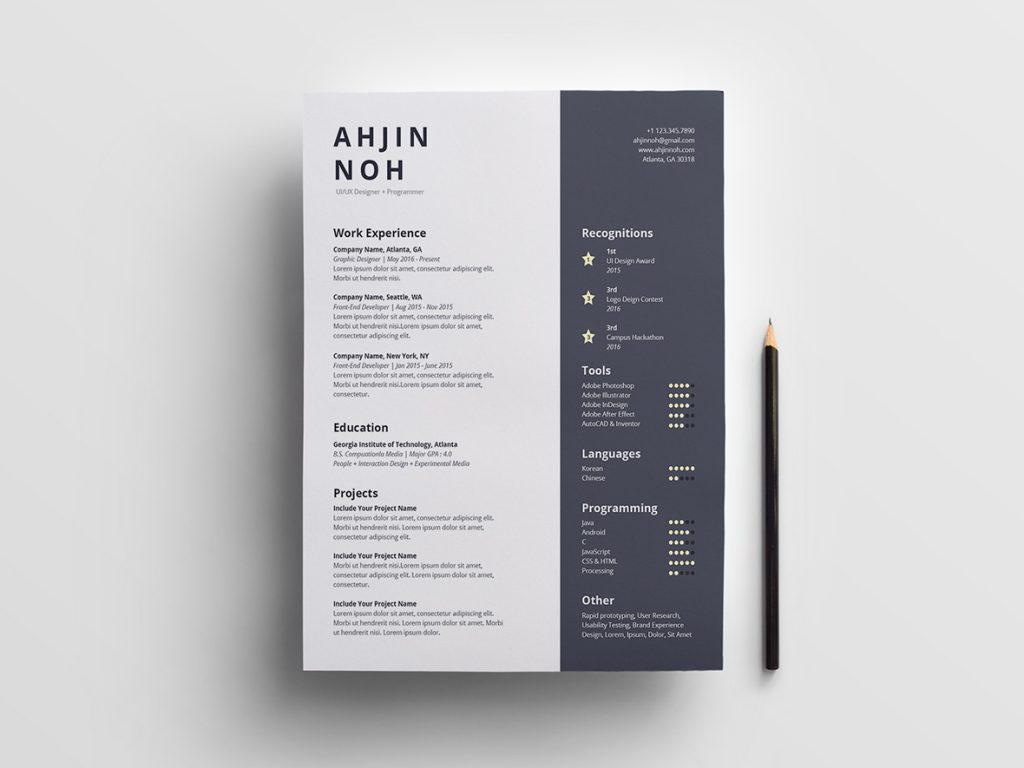 resume template illustrator free download