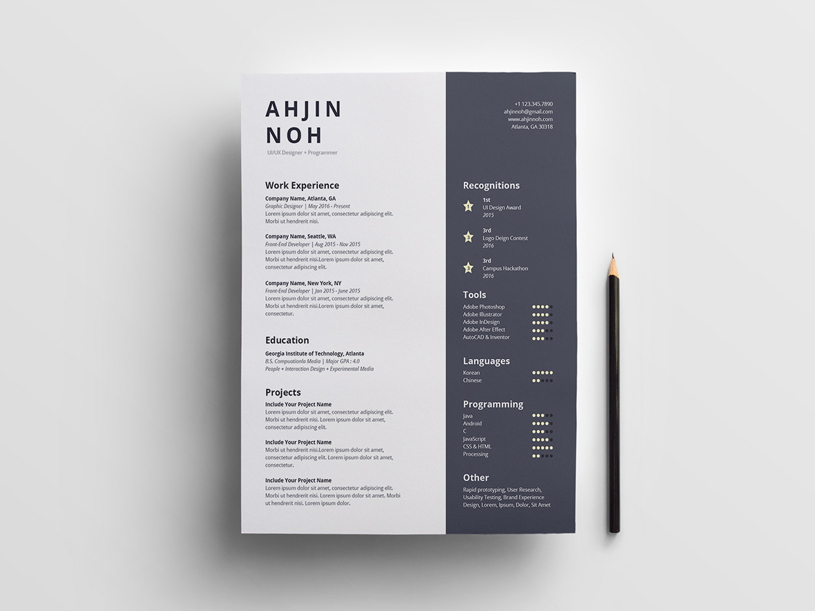 free download cv template illustrator