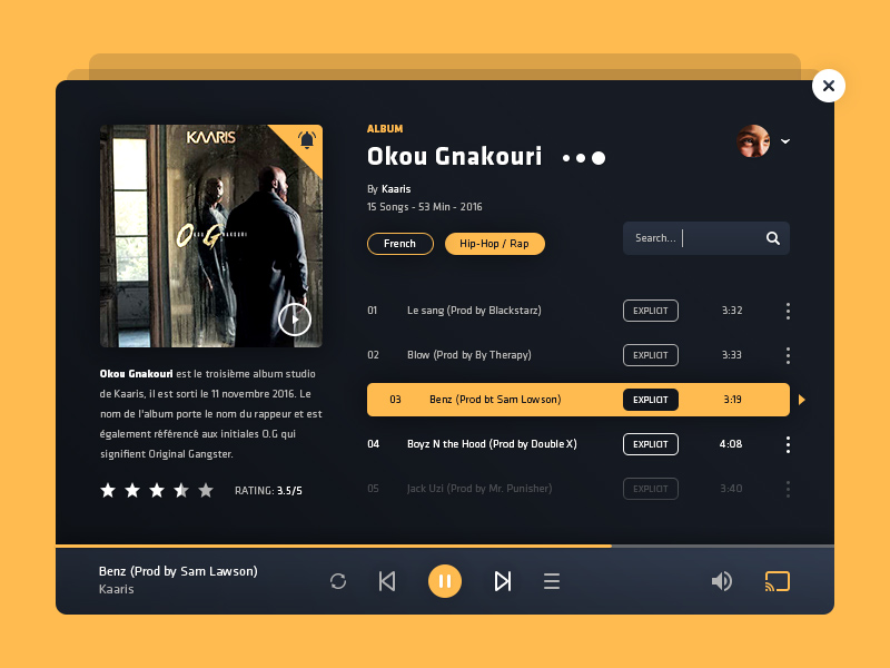 Music Player Web UI Template Free Download
