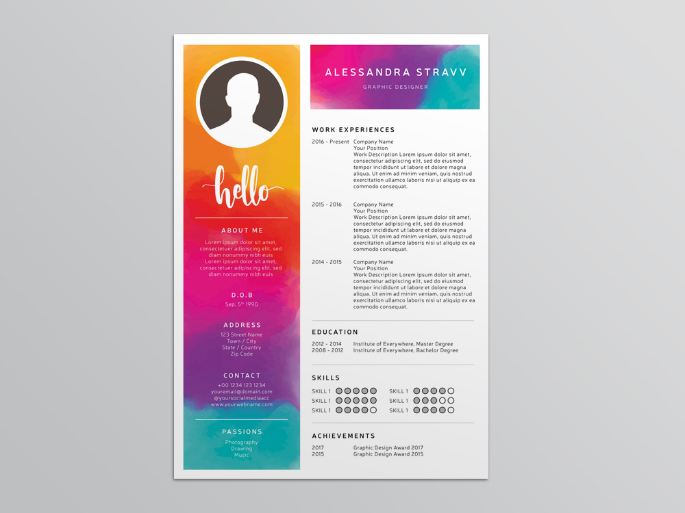 Free Colorful CV/Resume Template Free Download