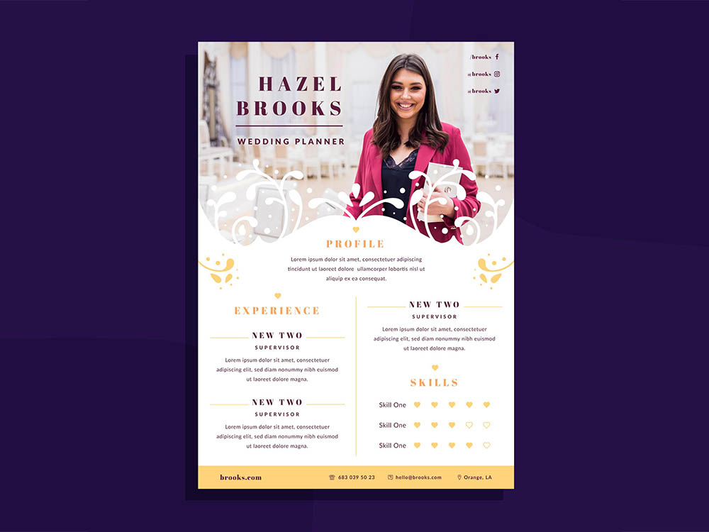 Free Wedding Planner Resume Template with Photo - Free Download