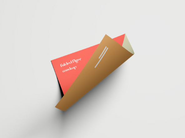 Download Folded Flyer Mockup with Top View Angle - Free Download